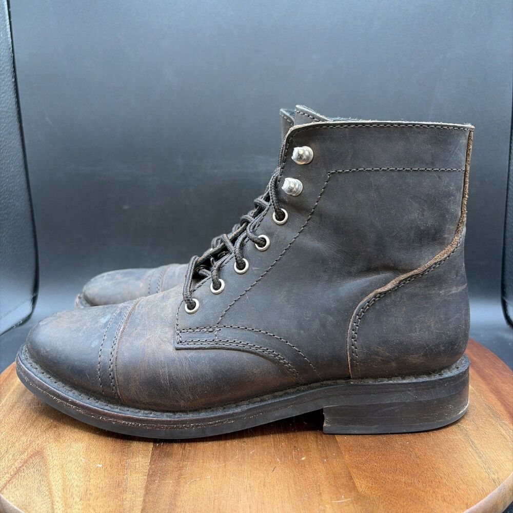 Thursday Captain Lace Up Men Size 8.5 Boots Cap Toe Brown Leather